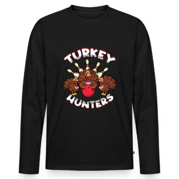 Chasseurs de dinde Quilles de quilles de dinde Thanksgiving - T-shirt manches longues Premium bio Homme - noir - Devant - Nico (187cm)