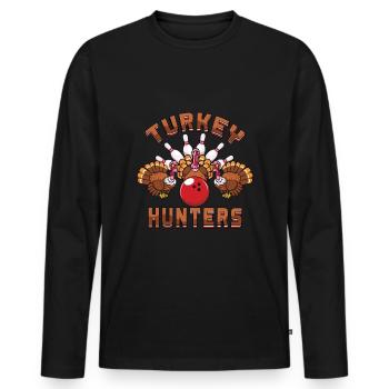 Truthahnjäger Truthahn Bowling Thanksgiving - Männer Premium Bio Langarmshirt - Schwarz - Vorne - Nico (187cm)