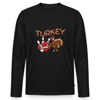 Truthahn Zeit Truthahn Bowling Pin Thanksgiving - Männer Premium Bio Langarmshirt - Schwarz - Vorne - Nico (187cm)