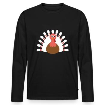 Quilles de bowling à la dinde Thanksgiving - T-shirt manches longues Premium bio Homme - noir - Devant - Nico (187cm)