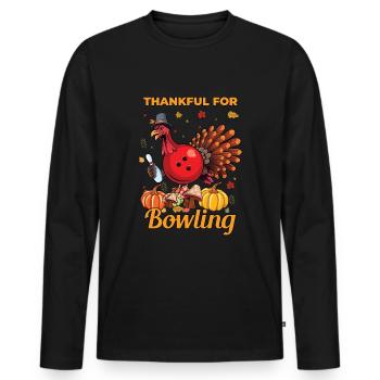 Reconnaissant pour le bowling quilles de Thanksgiving - T-shirt manches longues Premium bio Homme - noir - Devant - Nico (187cm)