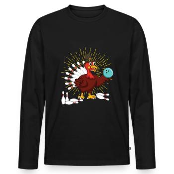 Truthahn Thanksgiving Truthahn Bowling - Männer Premium Bio Langarmshirt - Schwarz - Vorne - Nico (187cm)