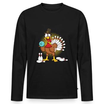 Quilles de dinde de Thanksgiving fraîches - T-shirt manches longues Premium bio Homme - noir - Devant - Nico (187cm)
