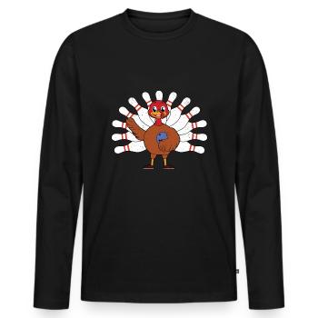 Kawaii Truthahn Thanksgiving Truthahn Bowling - Männer Premium Bio Langarmshirt - Schwarz - Vorne - Nico (187cm)