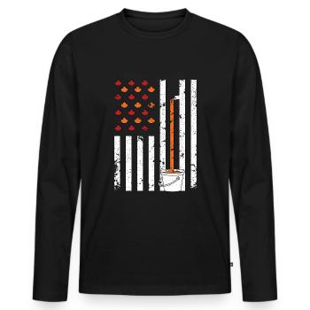 Maple Tapping Flag Maple Tree Maple Leaf - Men's Premium Organic Long Sleeve Shirt - black - Front - Nico (187cm)
