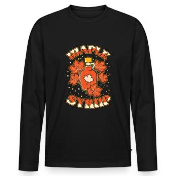 Maple Syrup Tapping Maple Tree Maple Leaf - Men's Premium Organic Long Sleeve Shirt - black - Front - Nico (187cm)