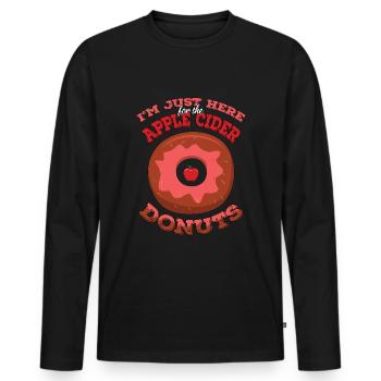 I'm Just Here For Apple Cider Donuts Apple Picker - Men's Premium Organic Long Sleeve Shirt - black - Front - Nico (187cm)
