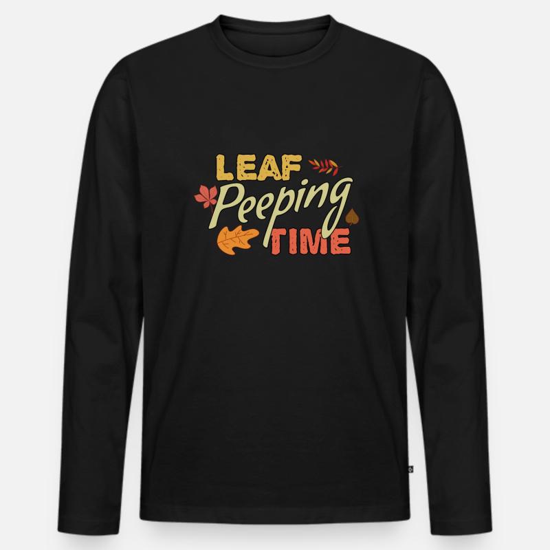 Blatt-Peeping Zeit Laub Blatt-Peeping - Männer Premium Bio Langarmshirt - Schwarz