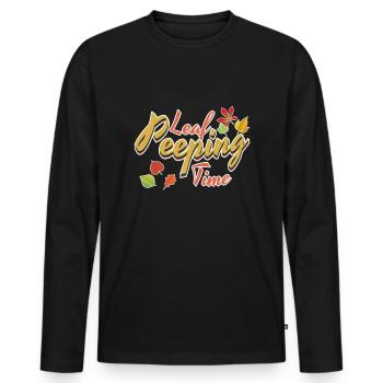 Blatt Peeping Zeit Laub Blatt Peeper - Männer Premium Bio Langarmshirt - Schwarz - Vorne - Nico (187cm)