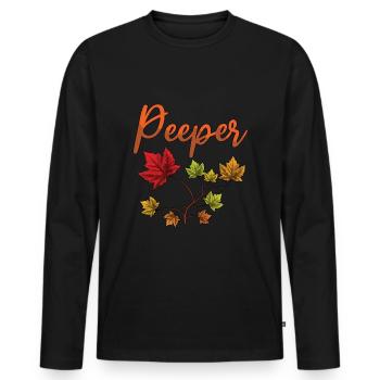 Peeper Laub Blatt Peeping - Männer Premium Bio Langarmshirt - Schwarz - Vorne - Nico (187cm)