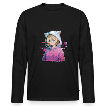 Anime Manga Hard Techno Dark Tekno - Men's Premium Organic Long Sleeve Shirt - black - Front - Nico (187cm)