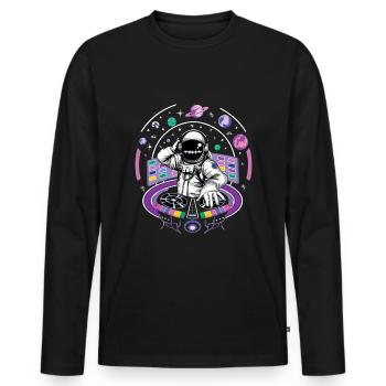 Astronaut DJ Music Hard Techno Dark Tekno - Men's Premium Organic Long Sleeve Shirt - black - Front - Nico (187cm)