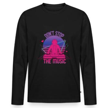 Don't Stop The Music Hard Techno Dark Tekno - Men's Premium Organic Long Sleeve Shirt - black - Front - Nico (187cm)