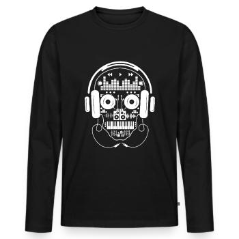 DJ Skeleton Hard Techno Dark Tekno - Men's Premium Organic Long Sleeve Shirt - black - Front - Nico (187cm)