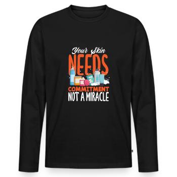 Hautpflege Kosmetikerin Kosmetik - Männer Premium Bio Langarmshirt - Schwarz - Vorne - Nico (187cm)