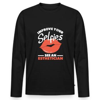 Hautpflege Kosmetikerin Kosmetik - Männer Premium Bio Langarmshirt - Schwarz - Vorne - Nico (187cm)