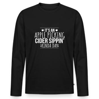 Apple Cider Apple Picker Apple Harvest Season - Men's Premium Organic Long Sleeve Shirt - black - Front - Nico (187cm)