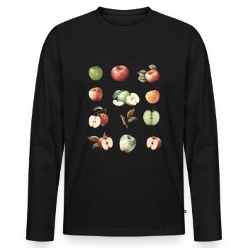 Verschiedene Apfelsorten - Männer Premium Bio Langarmshirt - Schwarz - Vorne - Nico (187cm)