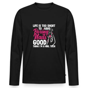 Hautpflege Kosmetikerin Kosmetik - Männer Premium Bio Langarmshirt - Schwarz - Vorne - Nico (187cm)