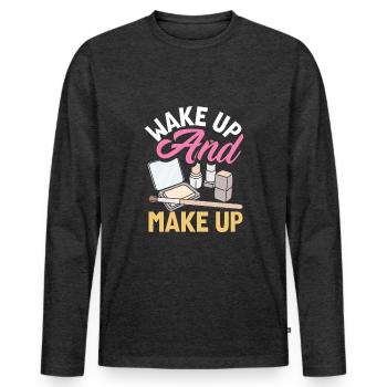 Skin Care Beautician Cosmetics - Men's Premium Organic Long Sleeve Shirt - heather anthracite - Front - Nico (187cm)