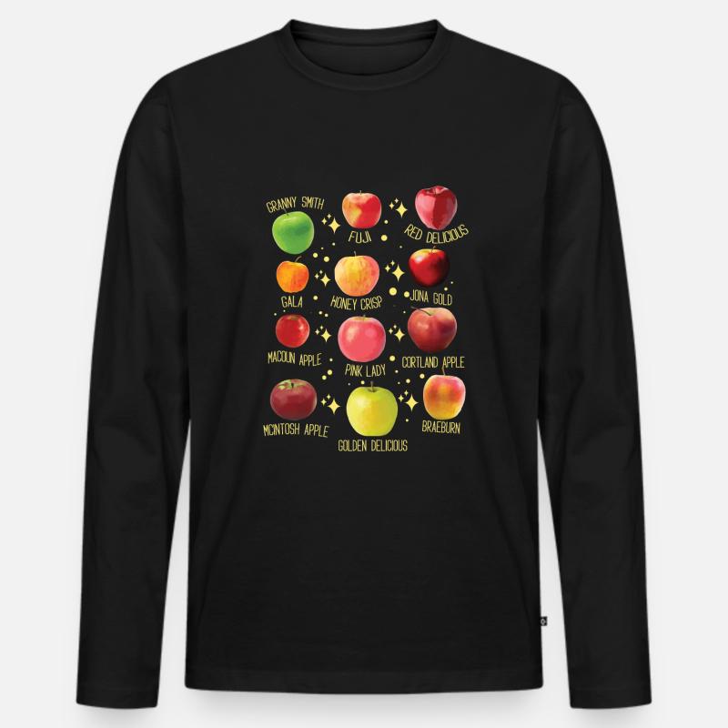 Apfelsorten, verschiedene Äpfel, Obst - Männer Premium Bio Langarmshirt - Schwarz