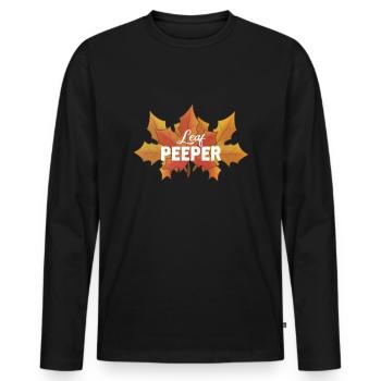 Blatt-Peeper Ahorn-Laub Blatt-Peeping - Männer Premium Bio Langarmshirt - Schwarz - Vorne - Nico (187cm)