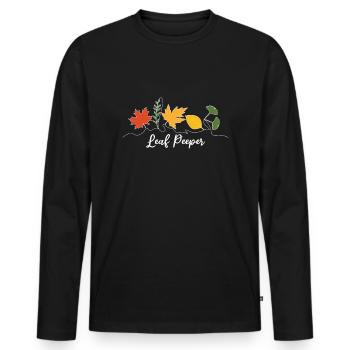 Blatt-Peeper Kawaii Laub Blatt-Peeping - Männer Premium Bio Langarmshirt - Schwarz - Vorne - Nico (187cm)