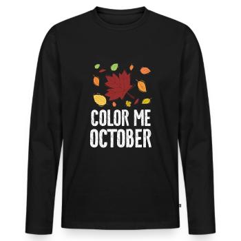 Color Me Oktober Blatt Peeper Laub Leaf Peeping - Männer Premium Bio Langarmshirt - Schwarz - Vorne - Nico (187cm)