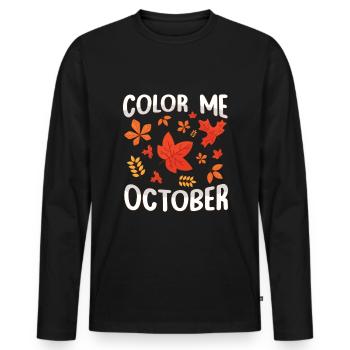 Color Me Oktober Blatt Peeper Leaf Peeping - Männer Premium Bio Langarmshirt - Schwarz - Vorne - Nico (187cm)