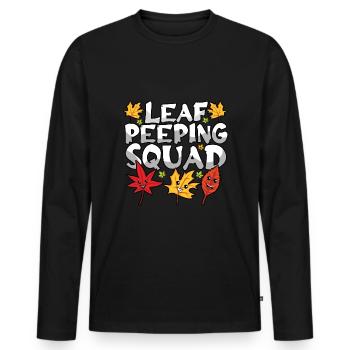 Leaf Peeping Squad Mignon Kawaii Feuillage Leaf Peeper - T-shirt manches longues Premium bio Homme - noir - Devant - Nico (187cm)