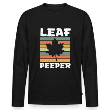 Leaf Peeper Rétro Vintage Feuillage Leaf Peeping - T-shirt manches longues Premium bio Homme - noir - Devant - Nico (187cm)