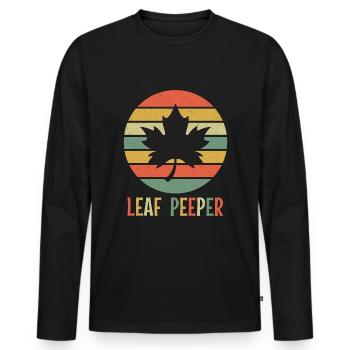 Blatt Peeper Laub Leaf Peeping Retro Vintage - Männer Premium Bio Langarmshirt - Schwarz - Vorne - Nico (187cm)