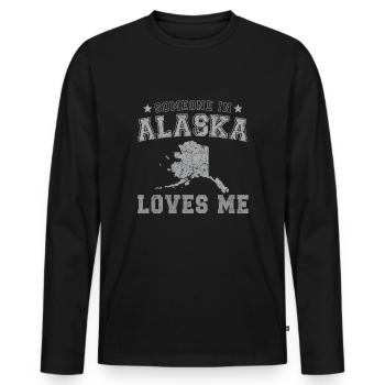 Jemand in Alaska liebt mich Grunge - Männer Premium Bio Langarmshirt - Schwarz - Vorne - Nico (187cm)