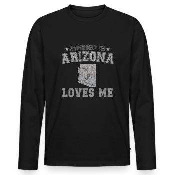 Quelqu’un en Arizona m’aime Grunge - T-shirt manches longues Premium bio Homme - noir - Devant - Nico (187cm)