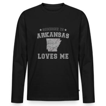 Quelqu’un dans l’Arkansas m’aime grunge - T-shirt manches longues Premium bio Homme - noir - Devant - Nico (187cm)