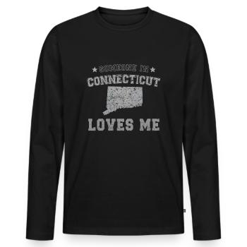 Quelqu’un dans le Connecticut m’aime Grunge - T-shirt manches longues Premium bio Homme - noir - Devant - Nico (187cm)
