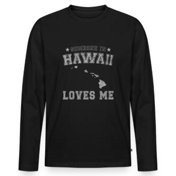 Jemand auf Hawaii liebt mich Grunge - Männer Premium Bio Langarmshirt - Schwarz - Vorne - Nico (187cm)