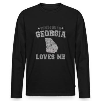 Someone In Georgia Loves Me Grunge - Men's Premium Organic Long Sleeve Shirt - black - Front - Nico (187cm)