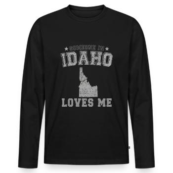 Quelqu’un dans l’Idaho m’aime Grunge - T-shirt manches longues Premium bio Homme - noir - Devant - Nico (187cm)