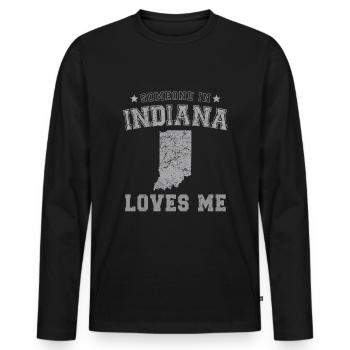 Quelqu’un dans l’Indiana m’aime Grunge - T-shirt manches longues Premium bio Homme - noir - Devant - Nico (187cm)
