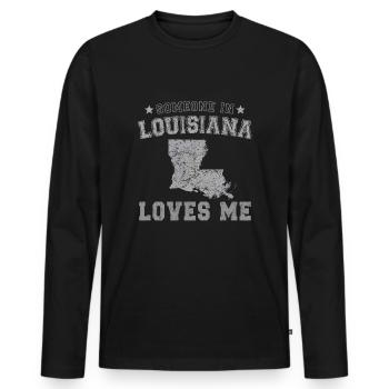Quelqu’un en Louisiane m’aime Grunge - T-shirt manches longues Premium bio Homme - noir - Devant - Nico (187cm)