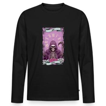 Tarot Kawaii Occult Satanic Pastel Gothic - Men's Premium Organic Long Sleeve Shirt - black - Front - Nico (187cm)