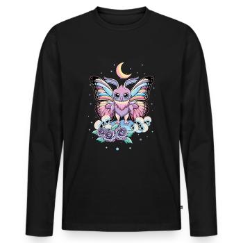 Mothman Moth Man Kawaii Occult Satanic Pastel - Men's Premium Organic Long Sleeve Shirt - black - Front - Nico (187cm)