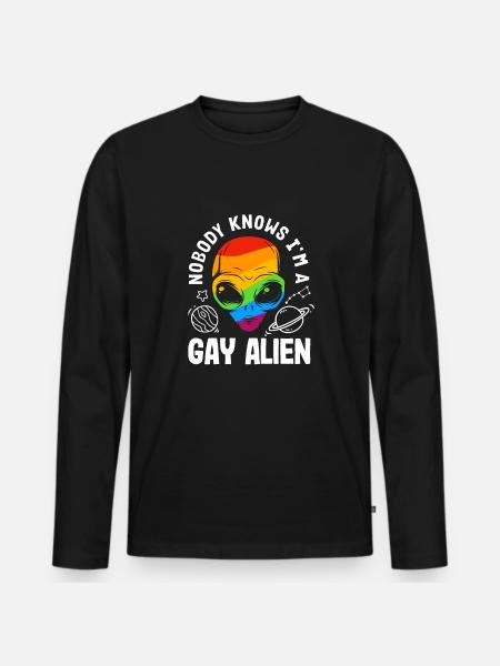 Funny Alien Alien Gift - Men's Premium Organic Long Sleeve Shirt - black