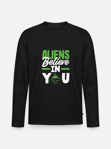 Funny Alien Alien Gift - Men's Premium Organic Long Sleeve Shirt - black