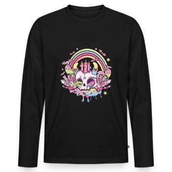 Skull Kawaii Occult Satanic Pastel Gothic - Men's Premium Organic Long Sleeve Shirt - black - Front - Nico (187cm)