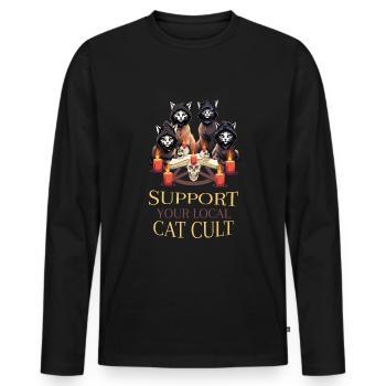 Local Cat Cult Occult Satanic Pastel Gothic - Men's Premium Organic Long Sleeve Shirt - black - Front - Nico (187cm)