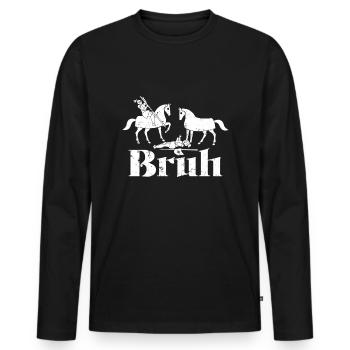 Bruh Drôle Joute Ren Faire - T-shirt manches longues Premium bio Homme - noir - Devant - Nico (187cm)