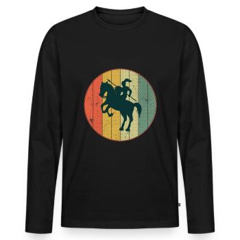 Rétro Vintage Chevalier Joute Ren Faire - T-shirt manches longues Premium bio Homme - noir - Devant - Nico (187cm)