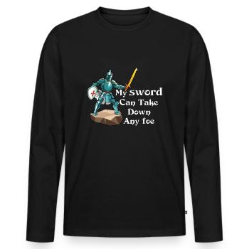 Mon épée peut abattre n’importe quel ennemi de la joute Ren Faire - T-shirt manches longues Premium bio Homme - noir - Devant - Nico (187cm)